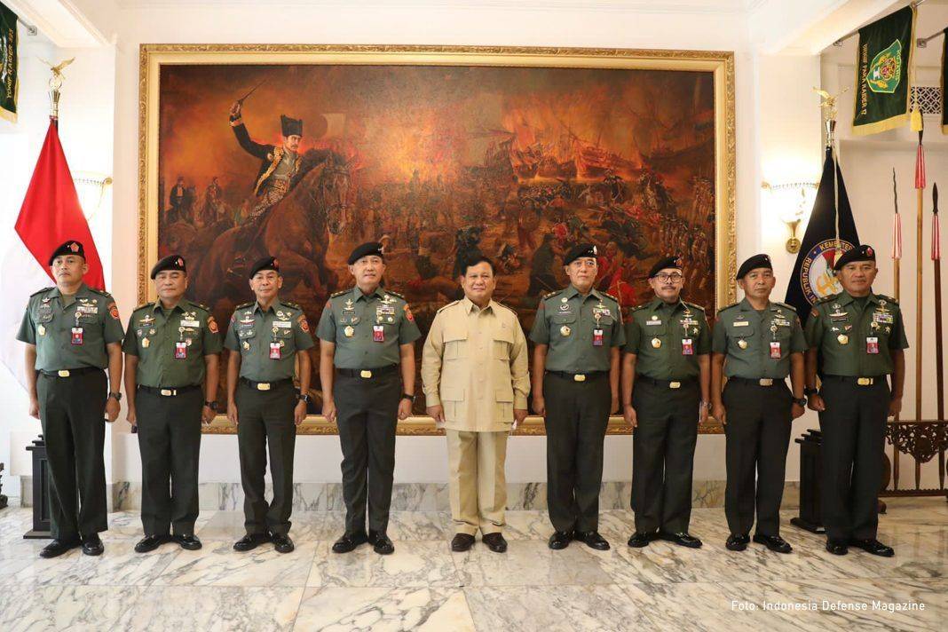 Menhan Prabowo Terima Laporan Kenaikan Pangkat Pati Kemhan