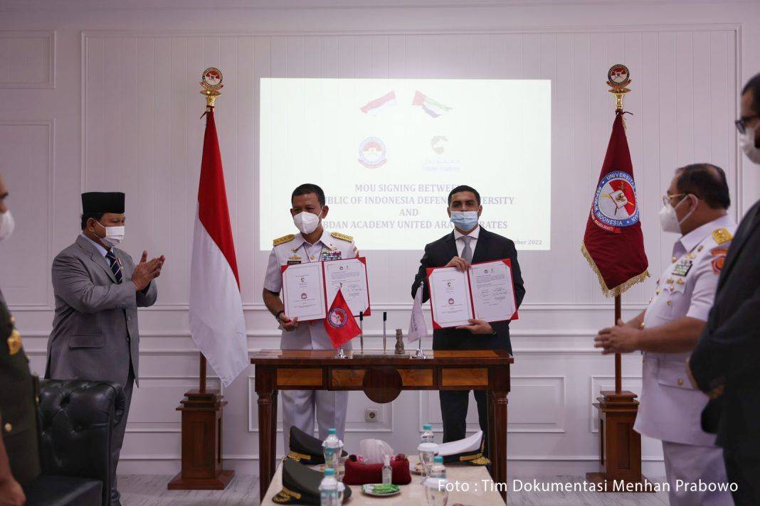 Menhan Prabowo Saksikan Penandatanganan MoU antara Unhan RI dan NDC UEA
