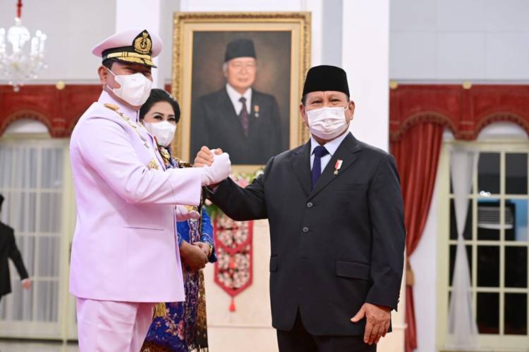 Menhan Prabowo Hadiri Pelantikan Panglima TNI Laksamana Yudo Margono