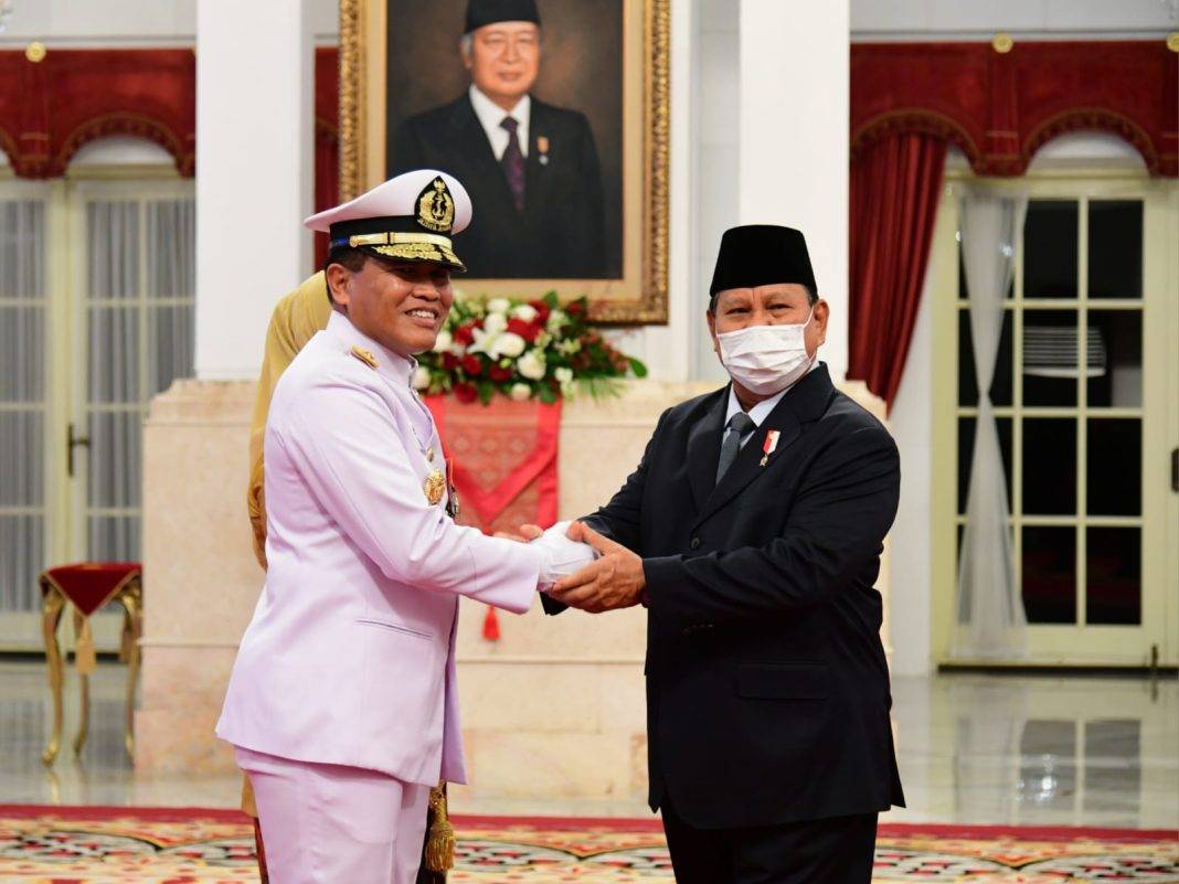 Menhan Prabowo Jadi Saksi Pelantikan KSAL Laksamana Madya TNI Ali